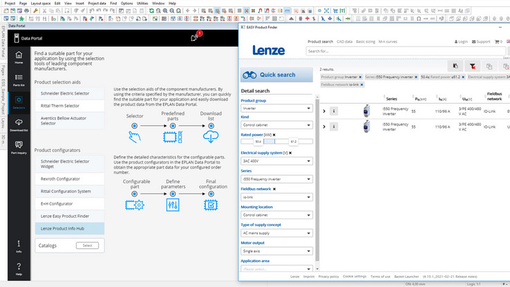 Používateľom databázy stačí len pár krokov na nájdenie vhodného meniča Lenze radu i550 pomocou konfigurátora Lenze Easy Product Finder.